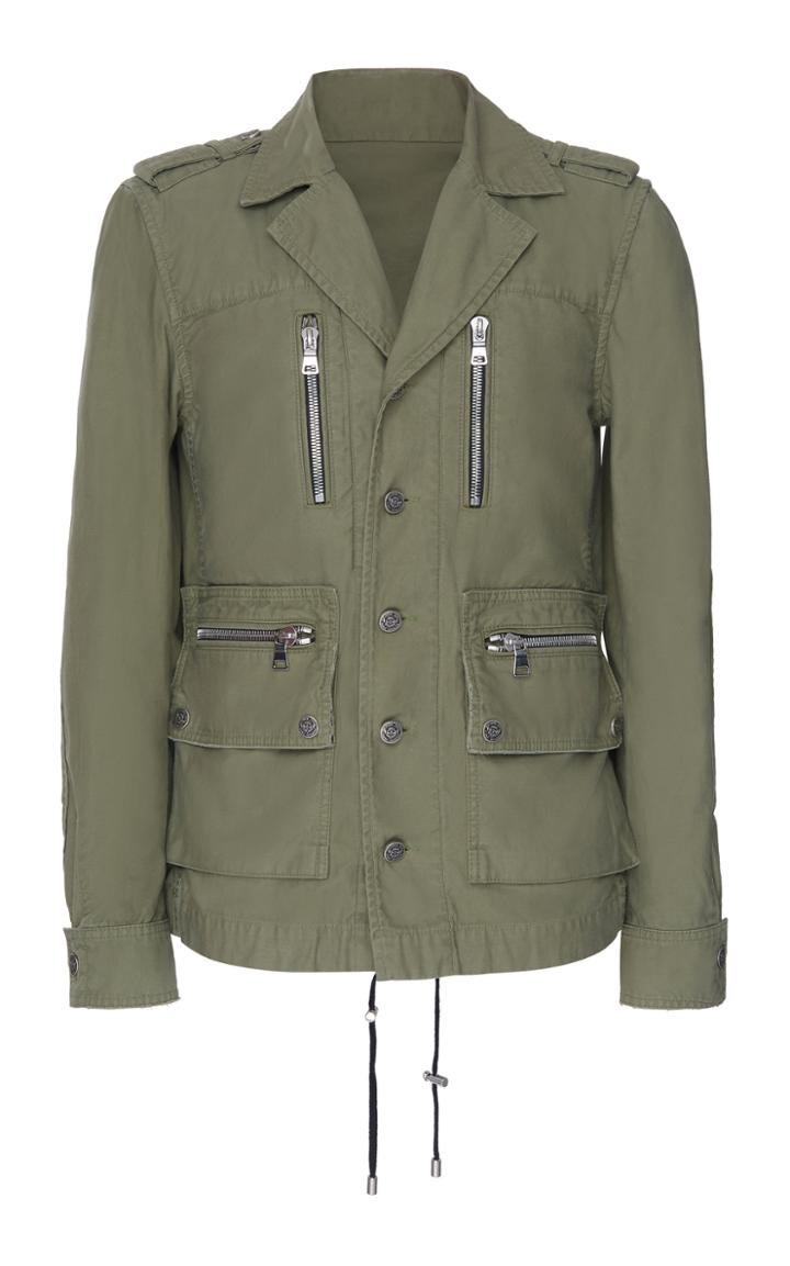 Balmain Embossed Cotton Cargo Coat