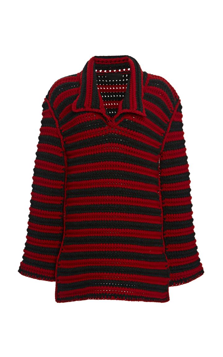 Moda Operandi Alanui Striped Crochet-knit Wool Sweater