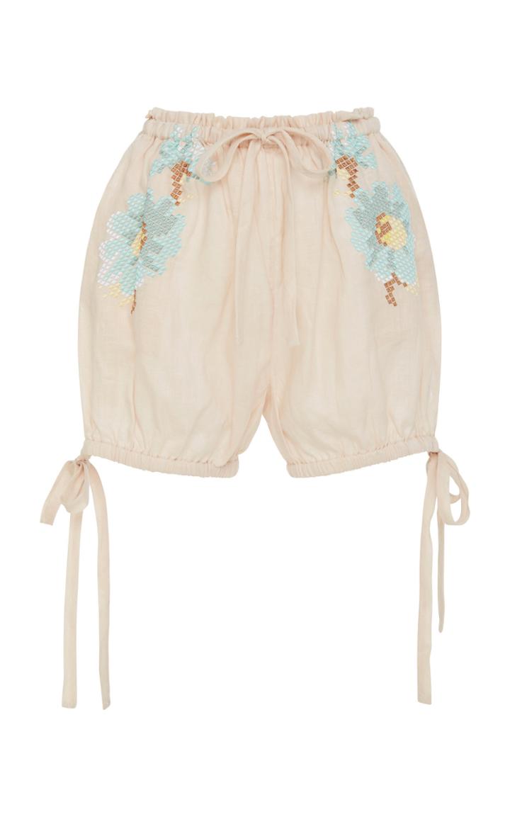 Innika Choo Embroidered Linen Shorts