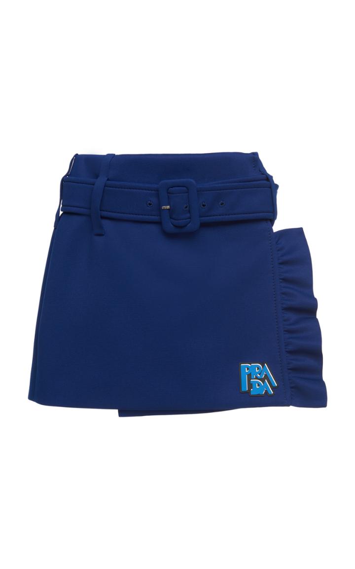 Prada Belted Ruffle Stretch-jersey Mini Skirt Size: 40