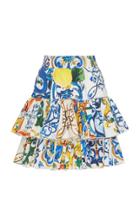 Dolce & Gabbana Maiolica-print Tiered Mini Skirt