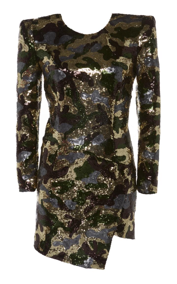 Dundas Sequined Camouflage-print Georgette Mini Dress