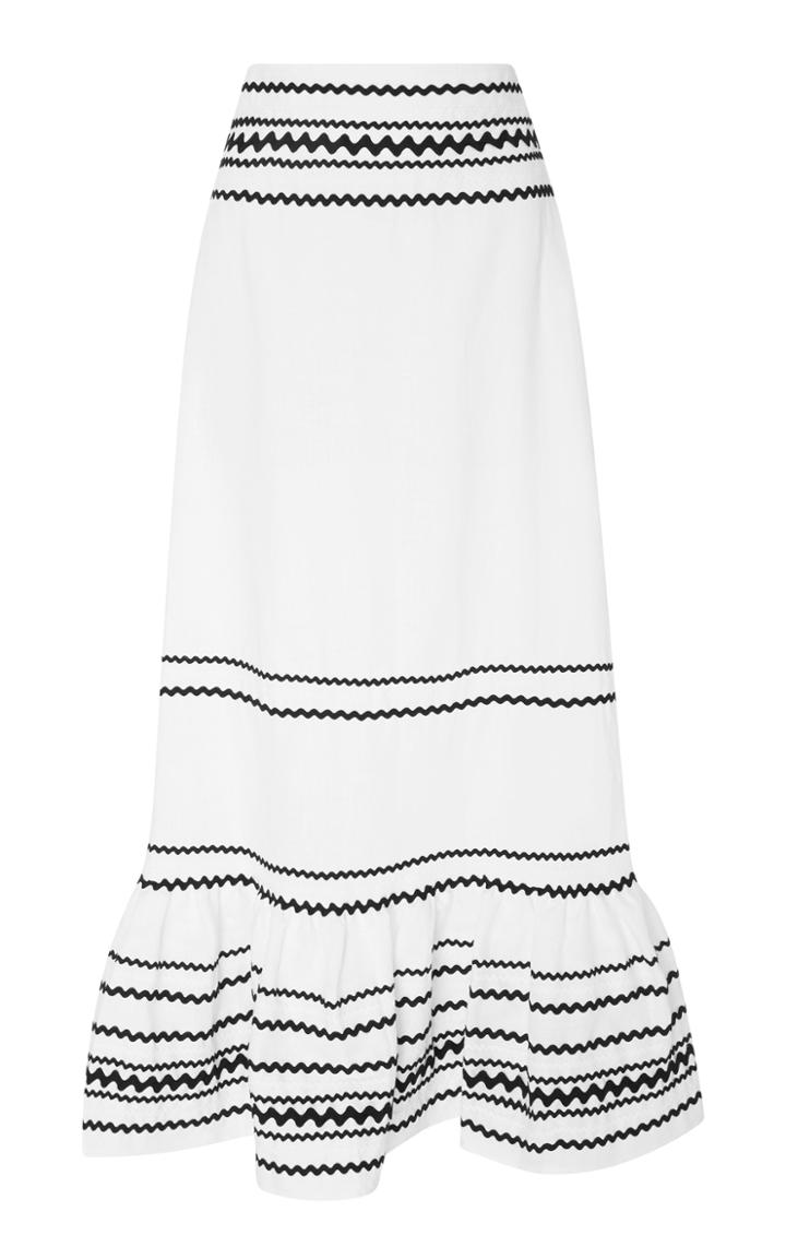 Lisa Marie Fernandez Rickrack-trimmed Linen Maxi Skirt