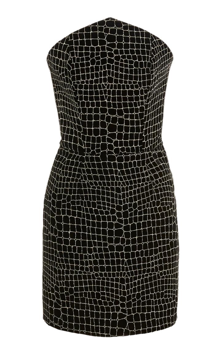 Moda Operandi Christian Siriano Croc-embroidered Velvet Diamond Point Mini Dress