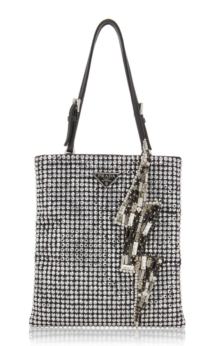 Moda Operandi Prada Lightning Bolt Embellished Raso Top Handle Bag