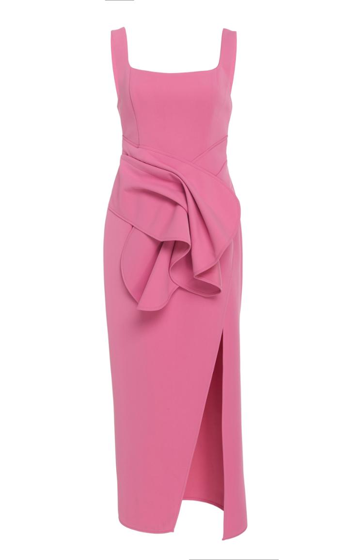 Acler Habana Wrap-effect Ruffled-waist Midi Dress Size: 4