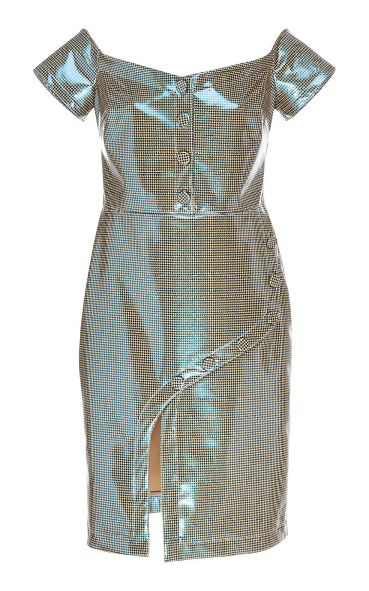 Rokh Off-the-shoulder Vinyl Curve Dress
