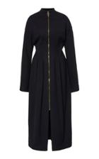 Brandon Maxwell Cinched Waist Structural Seaming Crepe Dress