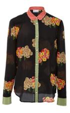 Red Valentino Crepe De Chine Floral Bouquet Blouse