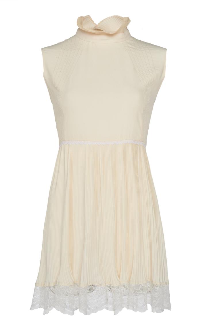 Paco Rabanne Lace-trimmed Pliss Turtleneck Top