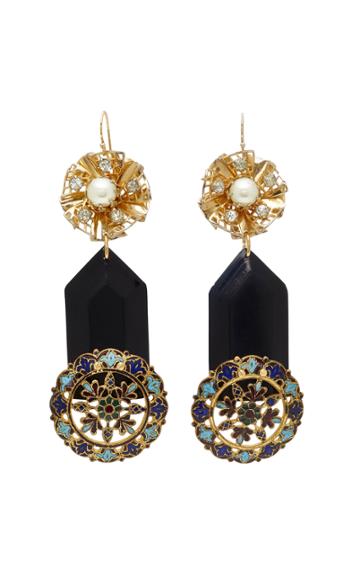 Lulu Frost M'o Exclusive Vintage Crystal And Faux Pearl Earrings