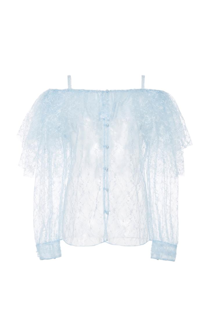 Rodarte Cold-shoulder Ruffled Tulle Blouse