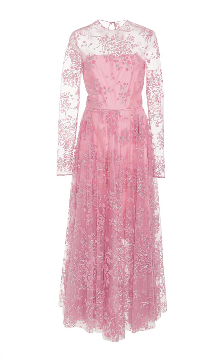 Christian Siriano Cherry Blossom Tea Length Dress