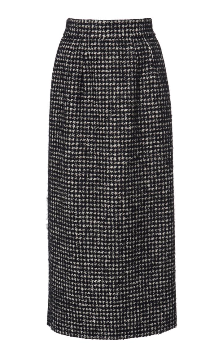 Dolce & Gabbana Checked Tweed Tailored Midi Skirt
