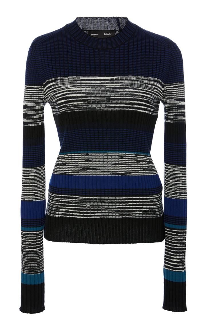 Proenza Schouler Striped And Marled Rib-knit Sweater