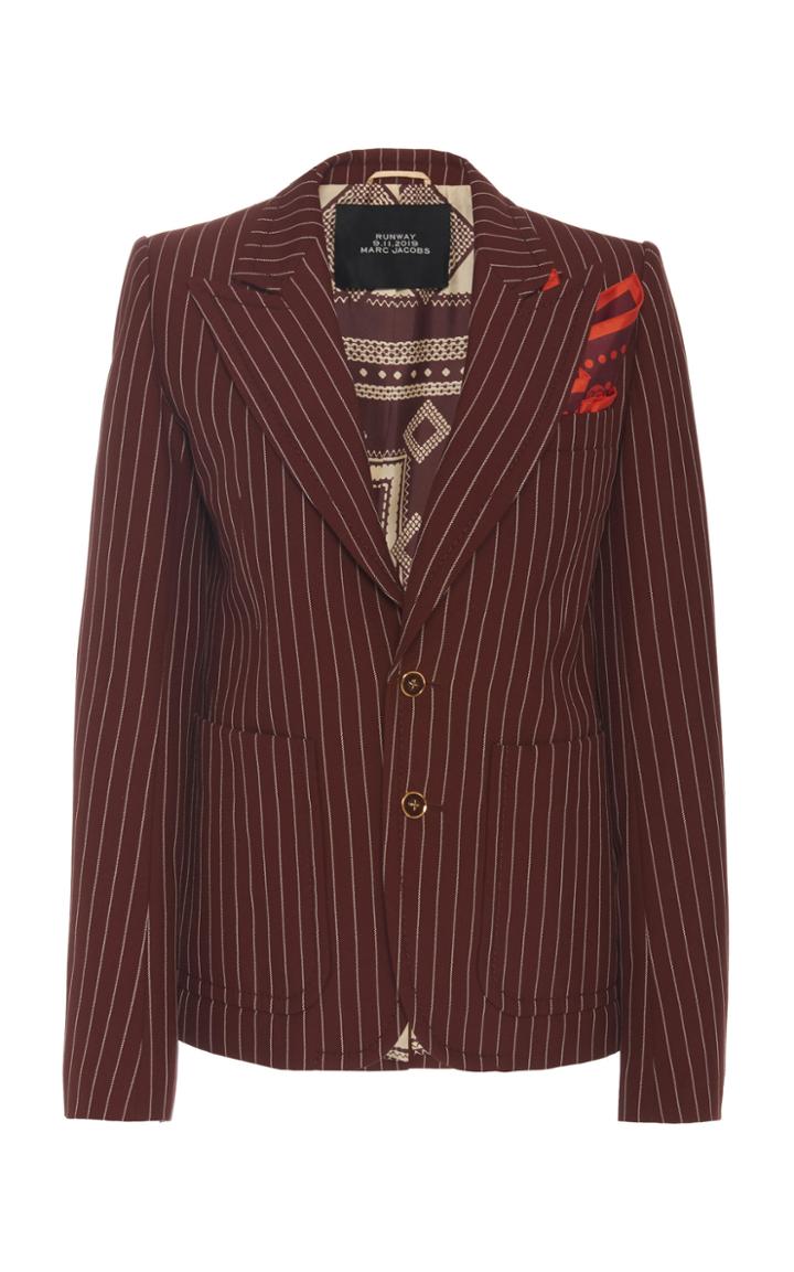 Moda Operandi Marc Jacobs Pinstriped Wool Peak-lapel Blazer Size: 0