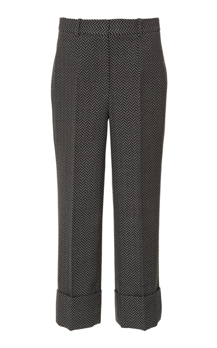 Michael Kors Collection Printed Cropped Wool Straight-leg Pants
