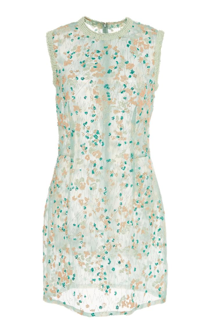 J. Mendel Specialorder-embroidered Organza Sleeveless Mini Dress-rush-kn