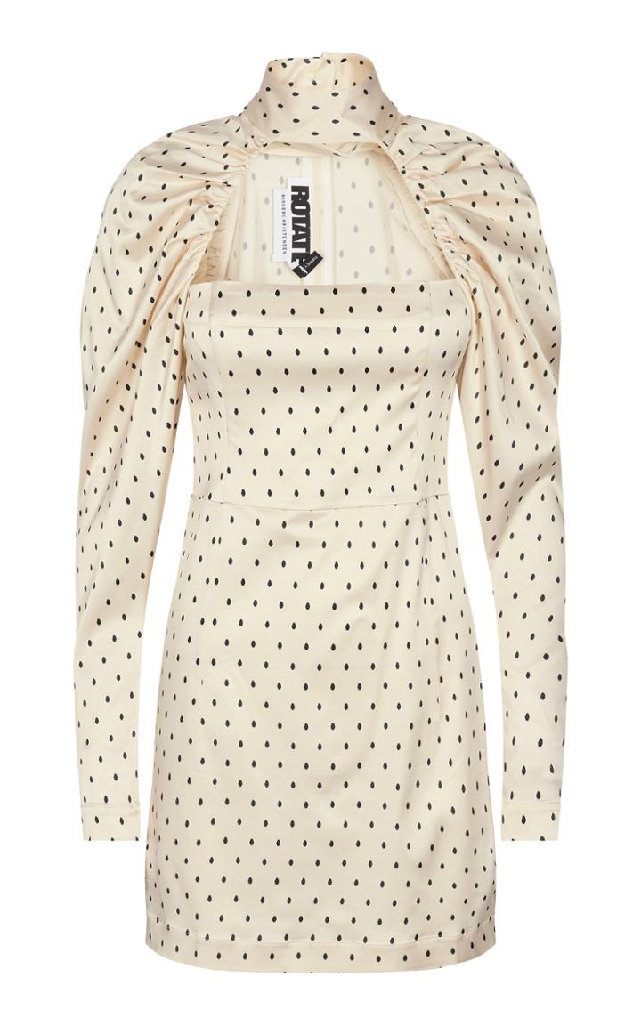 Rotate Kaya Polka-dot Cutout Satin Mini Dress