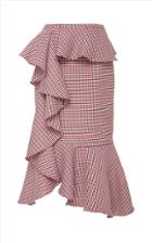 Michael Kors Collection Plaid Ruffled Wool-stretch Skirt