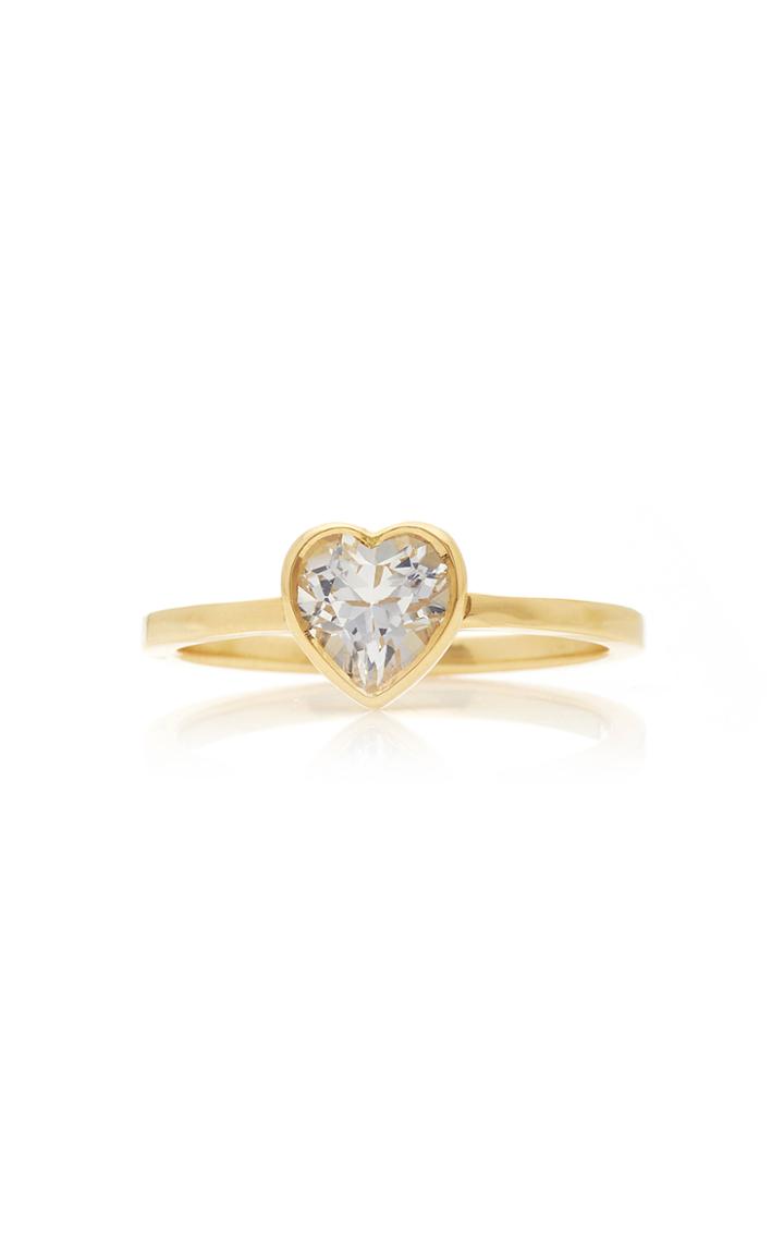 Katey Walker Tiny Heart 18k Gold And Topaz Ring Size: 6