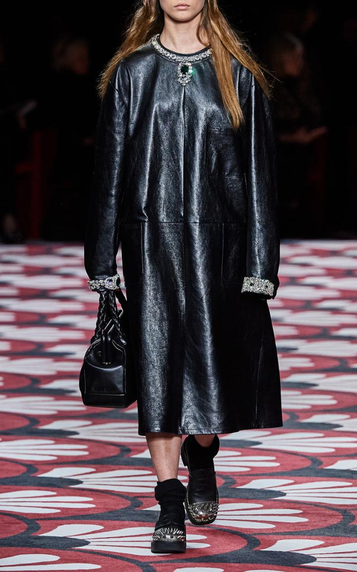 Moda Operandi Miu Miu Oversized Embellished Leather Dress