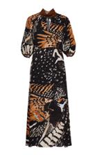 Temperley London Rosella Bird Printed Cut-out Crepe Dress