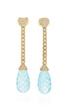 Goshwara G-one 18k Yellow Gold Diamond And Aqua Drop Earrings
