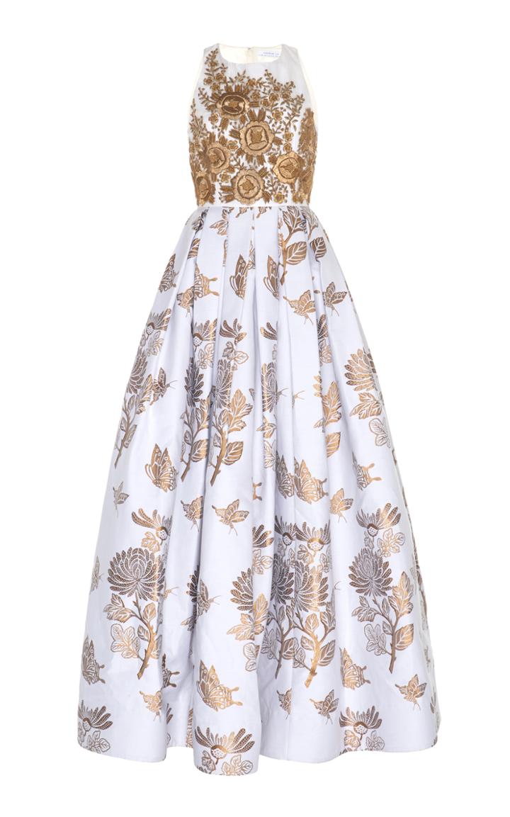 Andrew Gn Embroidered Sleeveless Gown