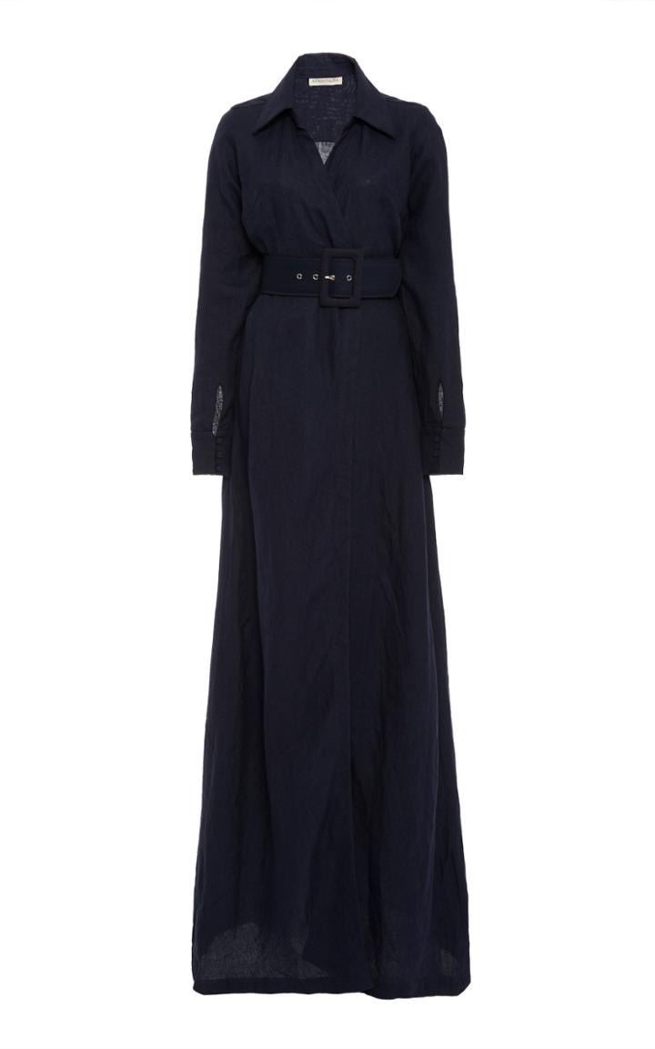 Moda Operandi Andres Otalora Heroica Belted Linen Maxi Dress Size: 0