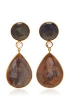 Bahina 18k Gold, Obsidian, Zirconia And Sapphire Earrings