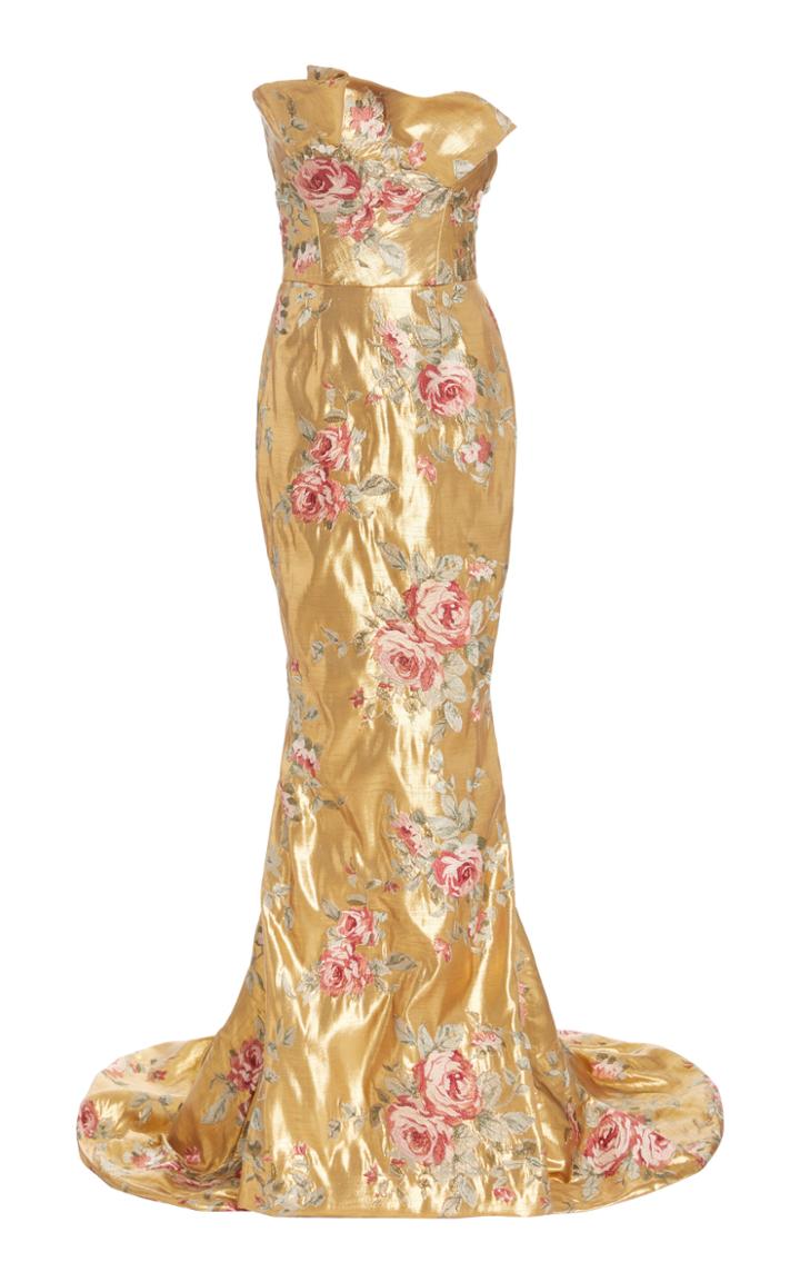Moda Operandi Marchesa Floral Lurex-jacquard Gown