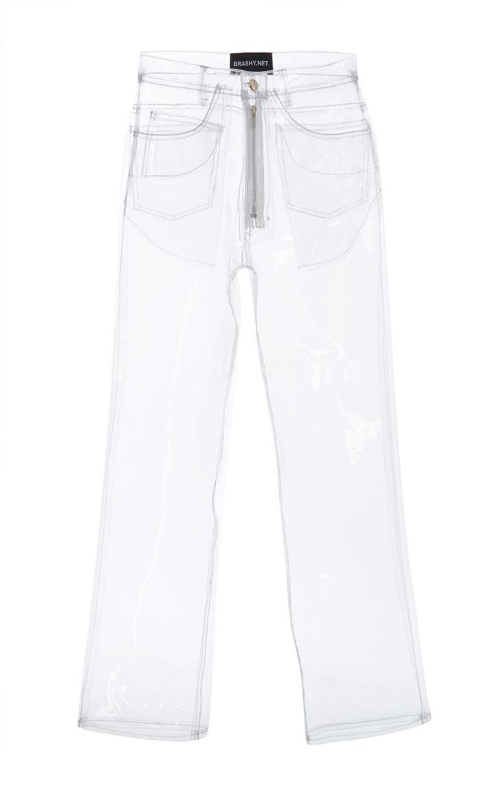 Brashy Crystalline Clear Plastic 5 Pocket Transparent Jean