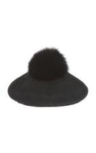 Pologeorgis The Bravo Beret With Fox Pom Pom