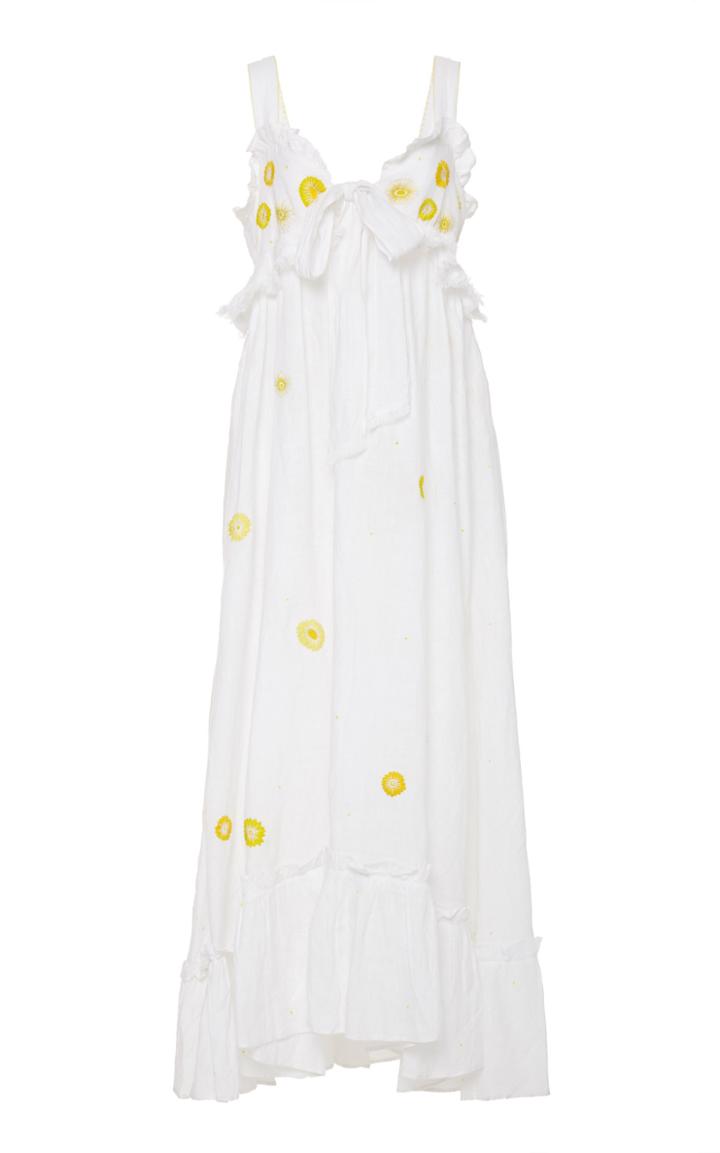Thierry Colson Valentina Embroidered Linen Maxi Dress