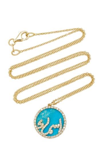 Names By Noush Treasure Disk Arabic Name Necklace With Turquoise Gemstone