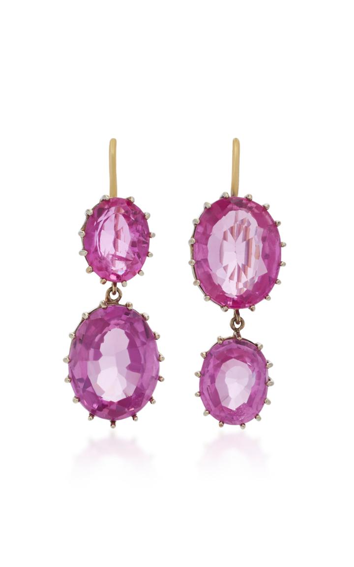 Renee Lewis 18k White Gold Pink Sapphire Earrings