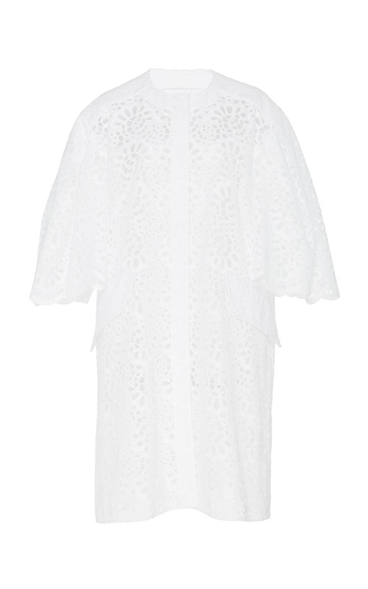 Carolina Herrera Scalloped Cotton Eyelet Coat