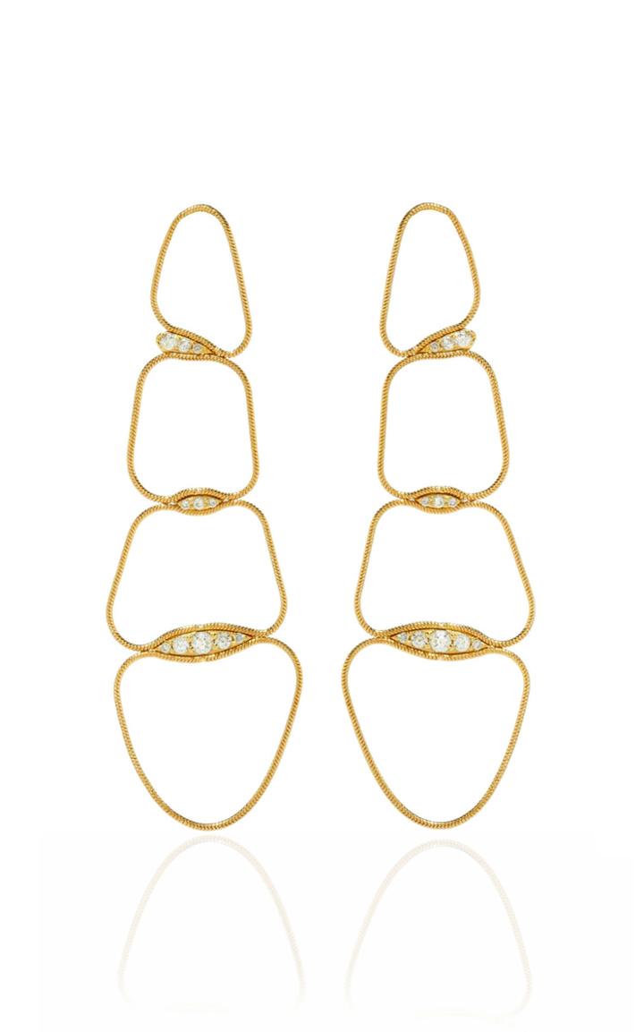 Fernando Jorge Fluid Chain Diamond 18k Yellow Gold Earrings