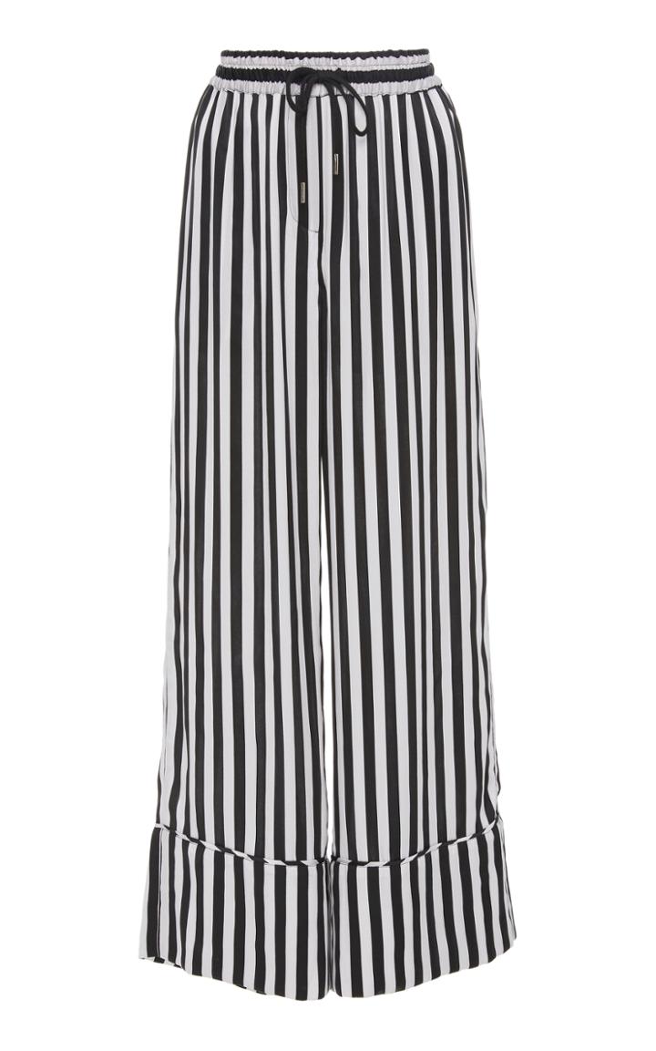 Lee Mathews Nicolas Stripe Silk Satin Pant