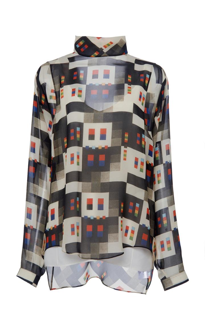 Akris Printed Silk Georgette Blouse