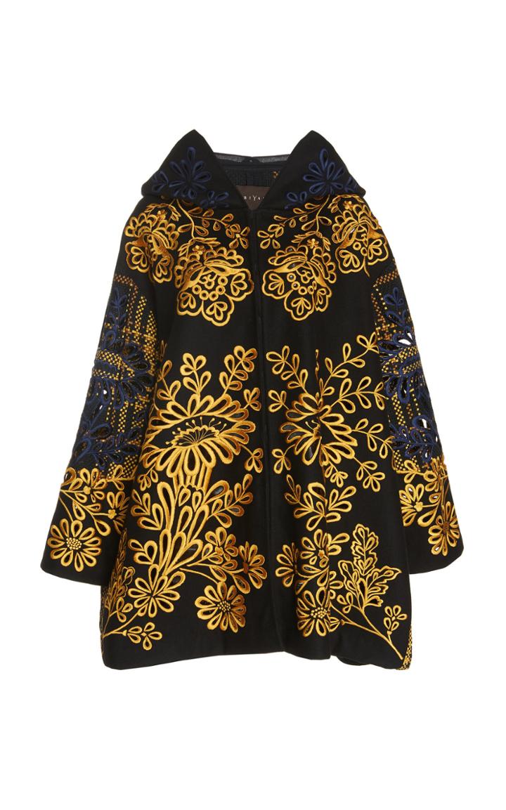 Biyan Callope Eyelet Embroidered Wool-blend Jacket