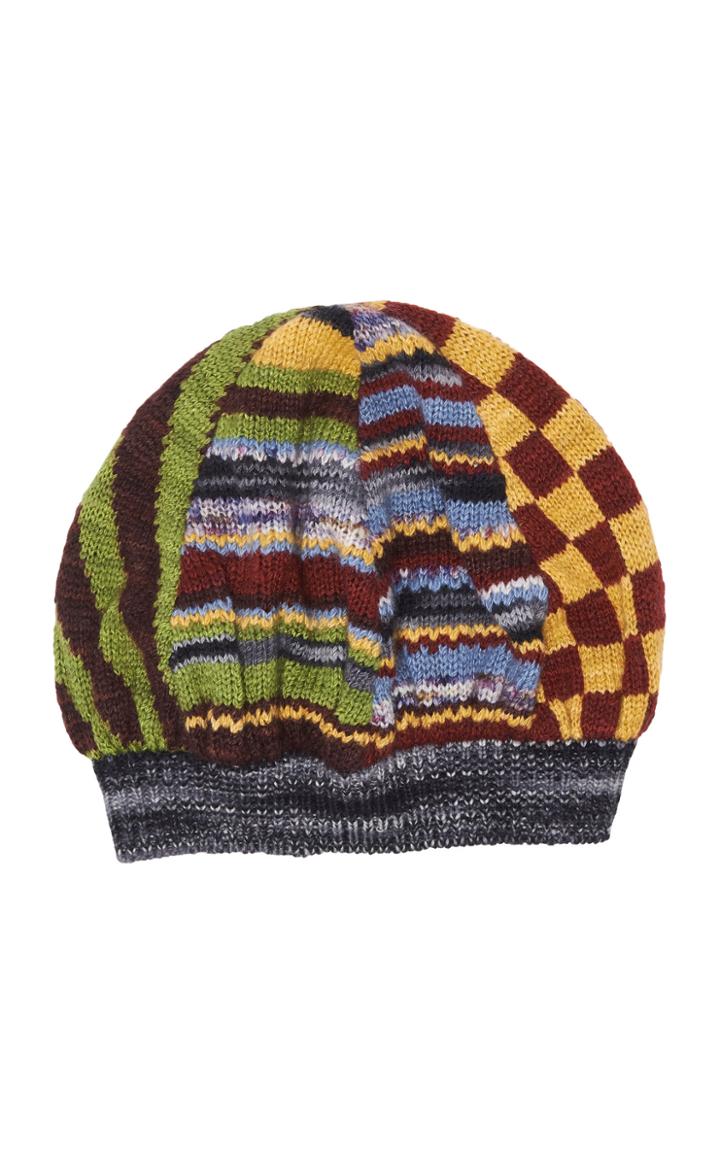 The Elder Statesman Patchwork-effect Cashmere Beret