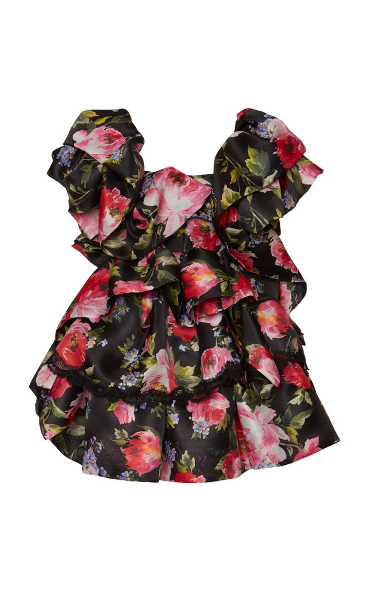 Dolce & Gabbana Peonies Silk Organza Mini Dress