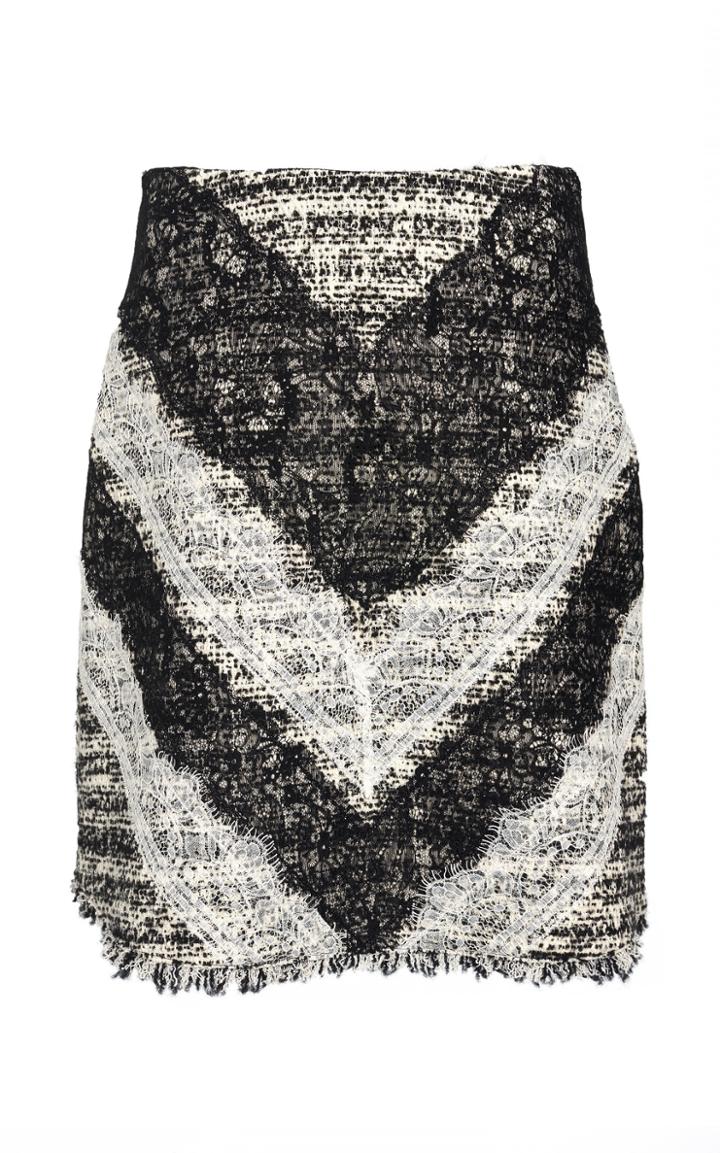 Giambattista Valli Cotton Tweed Pencil Skirt With Lace