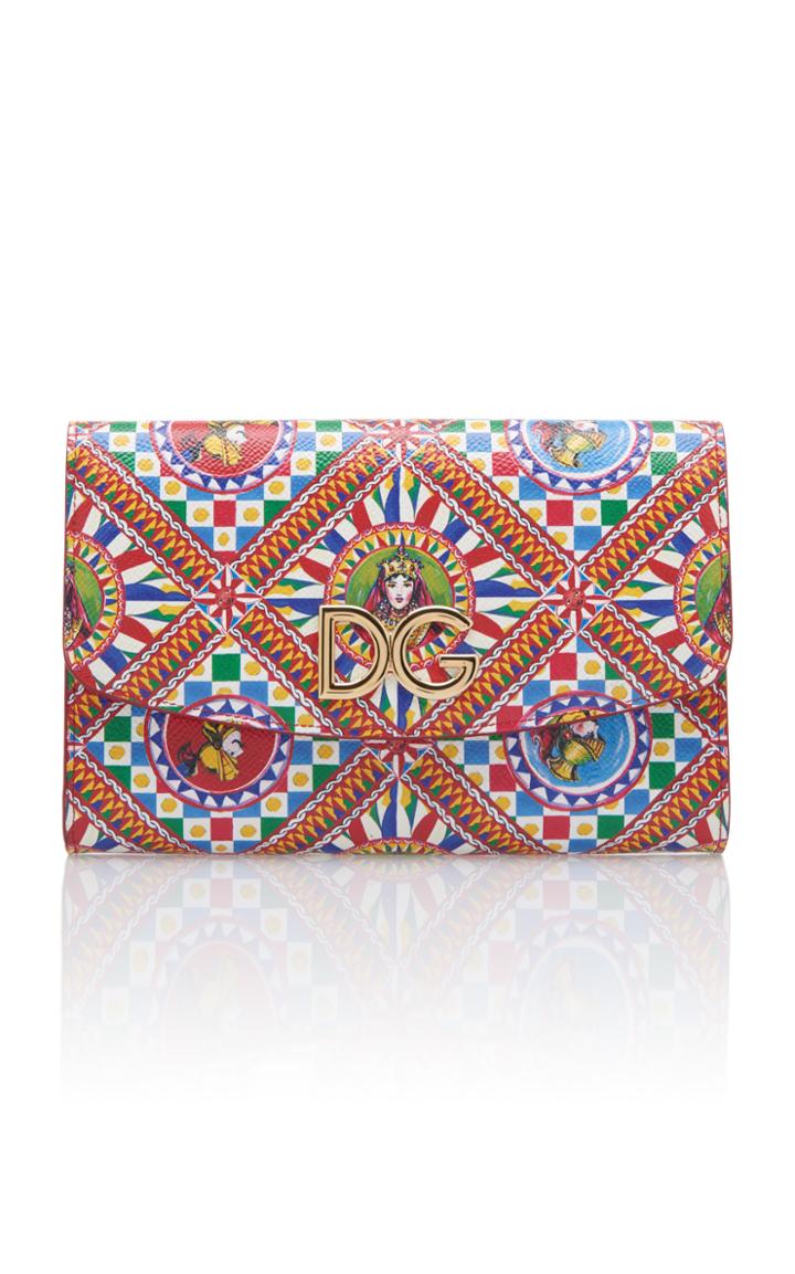 Dolce & Gabbana Printed Leather Chain Wallet