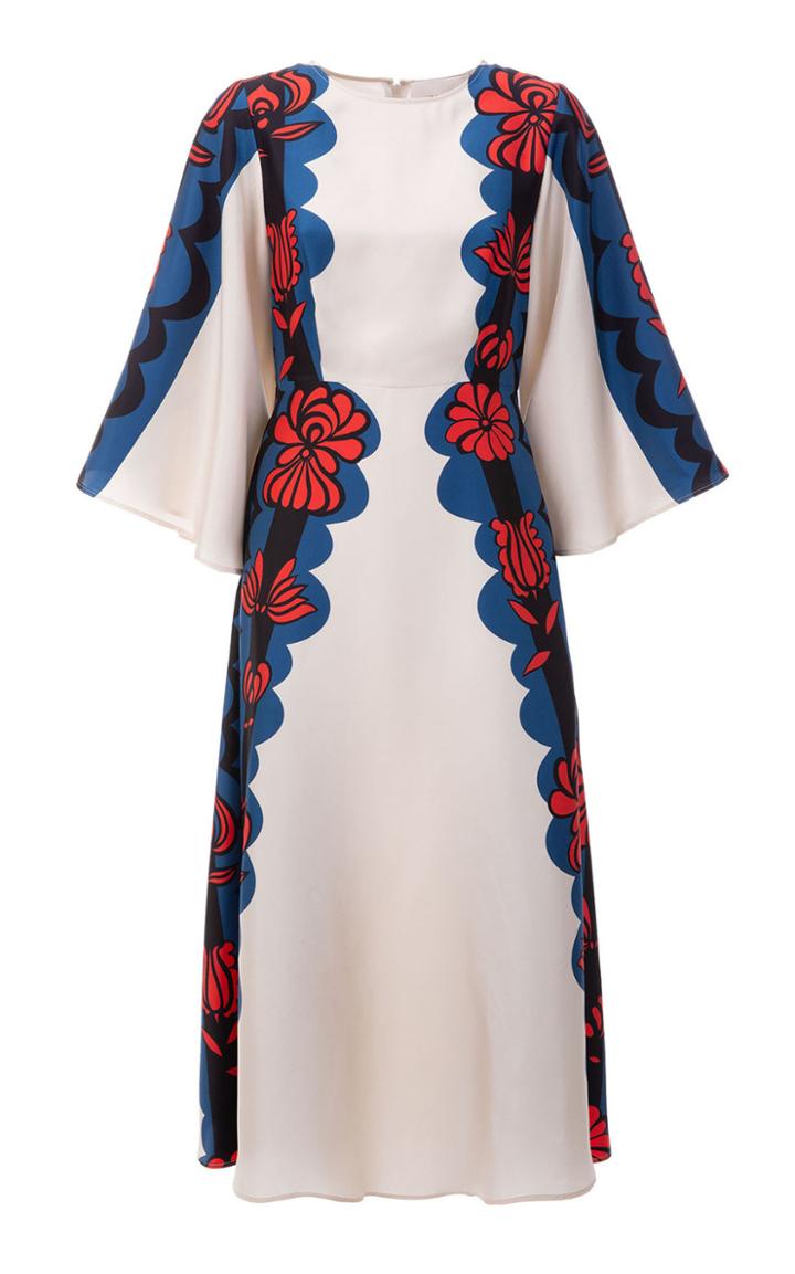 Moda Operandi La Doublej Sorella Draped-sleeve Printed Silk Midi Dress