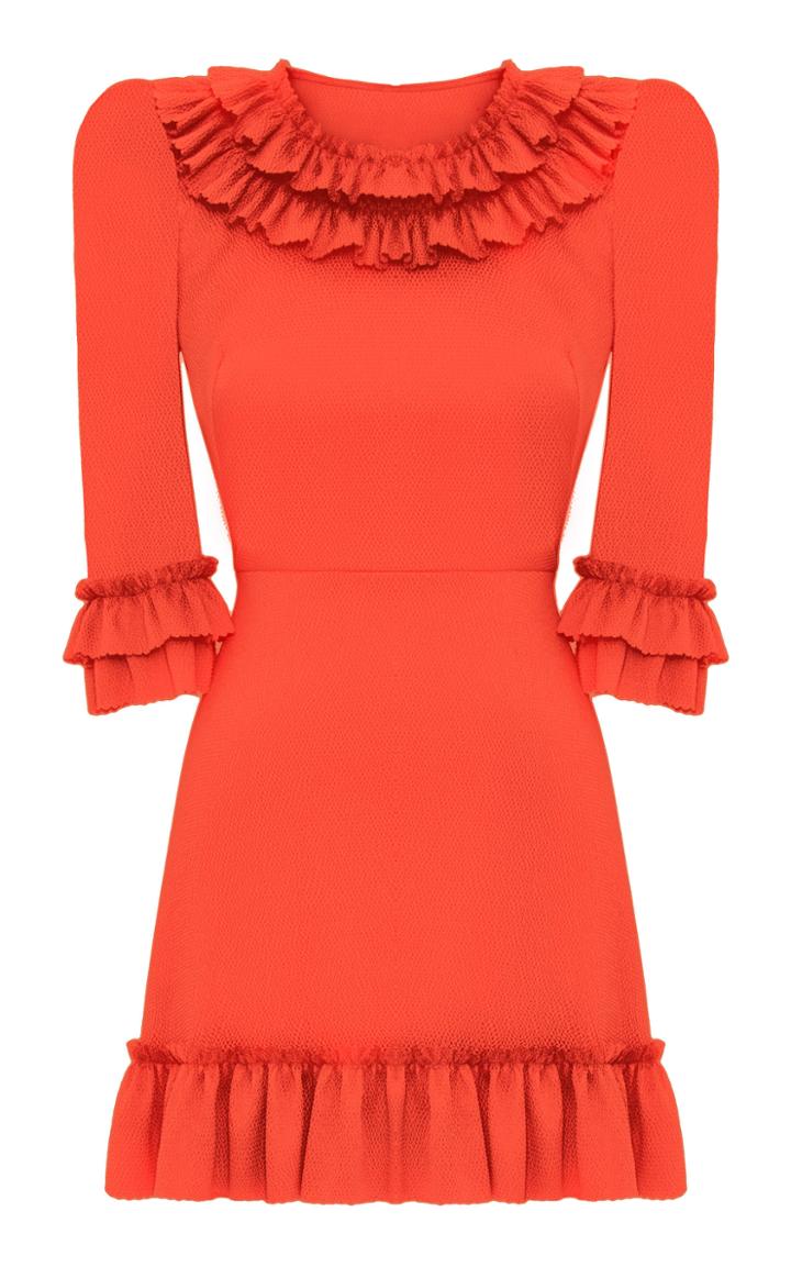 The Vampire's Wife Gloria Ruffled Hammered Silk Satin Mini Dress