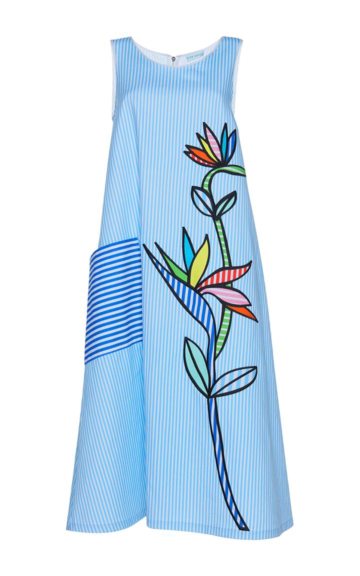 Mira Mikati Bird Of Paradise Applique Scuba Dress