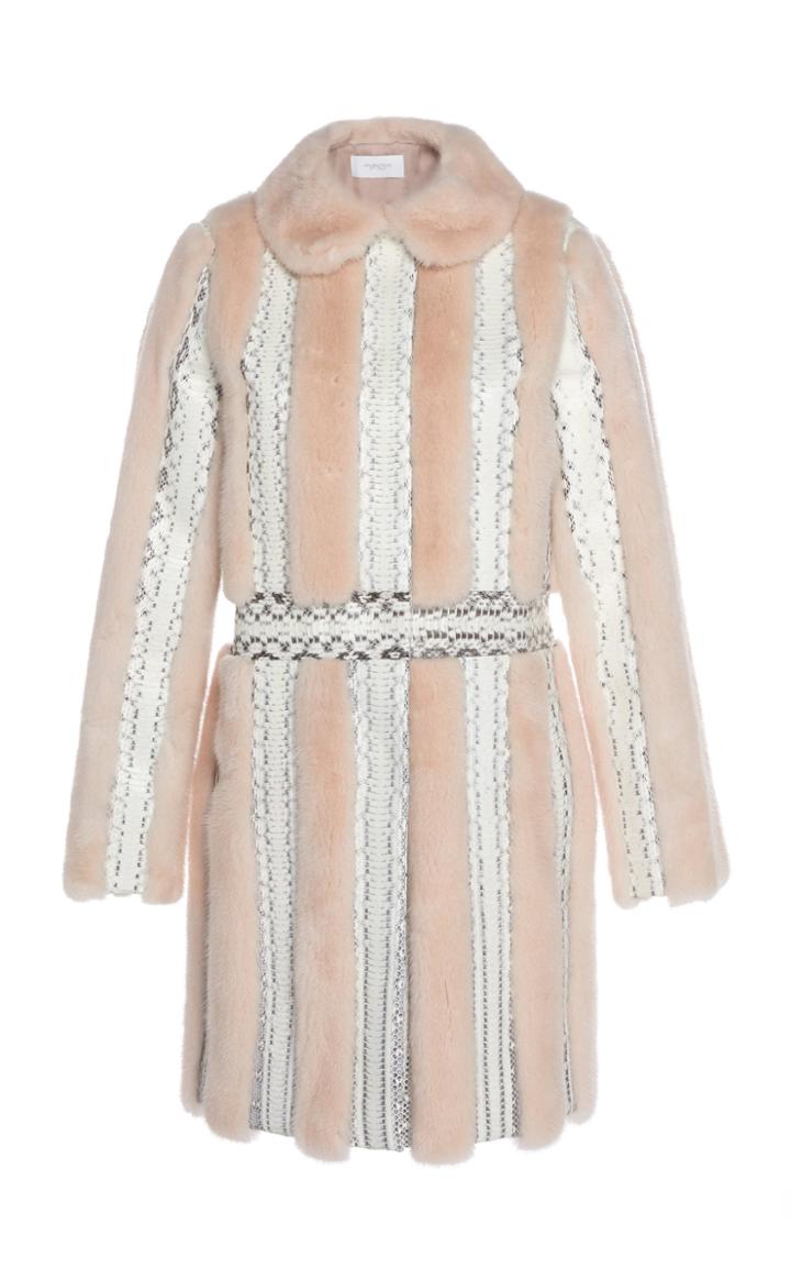 Giambattista Valli Mink Collared Long Line Coat